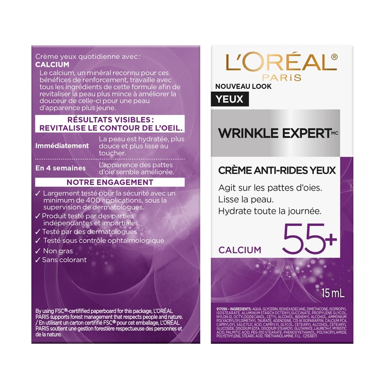 L'Oreal Paris Wrinkle Expert 55+ Anti-Wrinkle Eye Cream with Calcium,