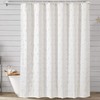 White Boho Tufted Floral Shower Curtain 72 x 72 Inches,
