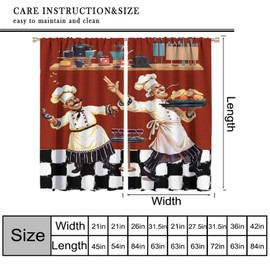 FengMingRui Chef Kitchen Curtain Modern Abstract Funny Cook Theme Decor Window Treatment for Bedroom Living Room Window Drapes 42" W X 45" L