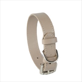 Baker and Bray Luxury Eco Friendly Genuine Leather Designer Dog Collar, Ash Grey (Medium: fits neck size 30-41 cm)