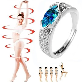 Magtherapy Lymphatic Therapy Titanium Ion Moissanite Diamond Ring, Acupuncture Unclog Bloodstream and Lymph Nodes Torina Crystal-Quartz Ionix Ring Open Cubic Zirconia Ring(Sky Blue A)