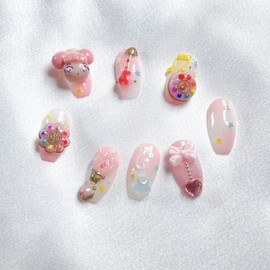 [Premium handmade embossed nails] Magical Girl 5 - Almond Egg / [프리미엄 수제 엠보네일 ] 마법소녀5 - 아몬드에그