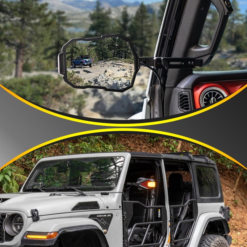 MAIKER Mirrors Doors Off with Light Compatible with Jeep Wrangler