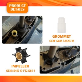 Bonbo 12012 Water Pump Impeller Kit Fit for Chrysler Force 75 85 90 100 105 115 125 140 hp 1979-1989 Replaces for OEM Part Number FK1069