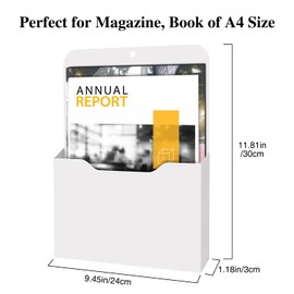 MoKo Magnetischer Stiftehalter, 2 Pack Magnetisch Zeitungshalter Wand, A4 Dokumentenhalter Bürobedarf Aufbewahrung, Notizbücher Organizer für Schule Büro Zuhause Kühlschrank, Weiß