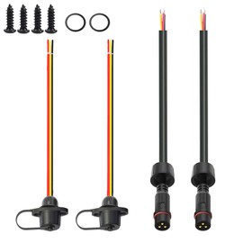 NEWNEWLIU 3Pin Waterproof Connector,3 Wire Male Female Plug LED Connector with 16AWG M16 Waterproof Cover Extension Cable with Ear Panel Installation Type for Car, Boat, LED Strip Lights.(2Pairs)
