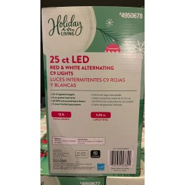 Holiday Living 25 ct. C9 LED 12Ft. Red and White String Lights