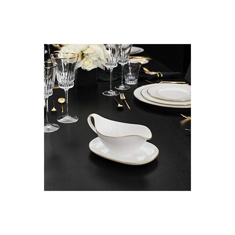 Anmut Gold Gravy Boat Top, White/Gold