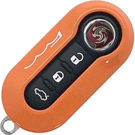 Nordecco GLOSS KEY FOB PROTECTOR SHELL CASE FOR FIAT 500C 500-500L 500X ABARTH GRANDE PUNTO BRAVA PANDA STILO LINEA (Orange)