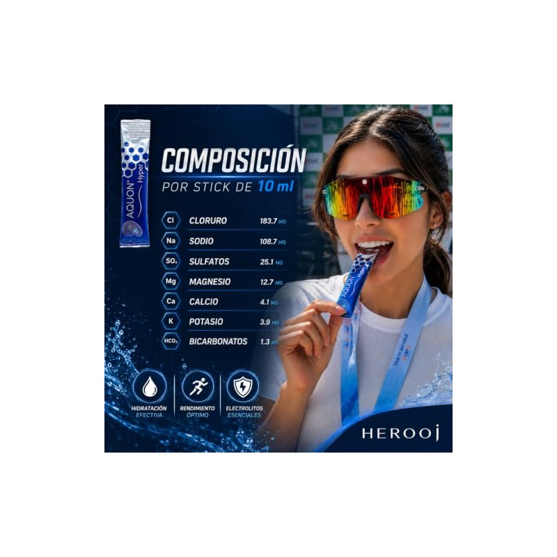 Herooj Hyper Electrolitos Naturales Agua Mar Microfiltrada Sticks Reemplazo Hidratación