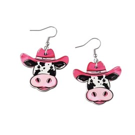 Cute Wooden Dairy Cow Earrings for Women Boho Western Cowgirl Farm Animals Jewelry Country Concert Theme Party Jewelry Gift (Cow1)