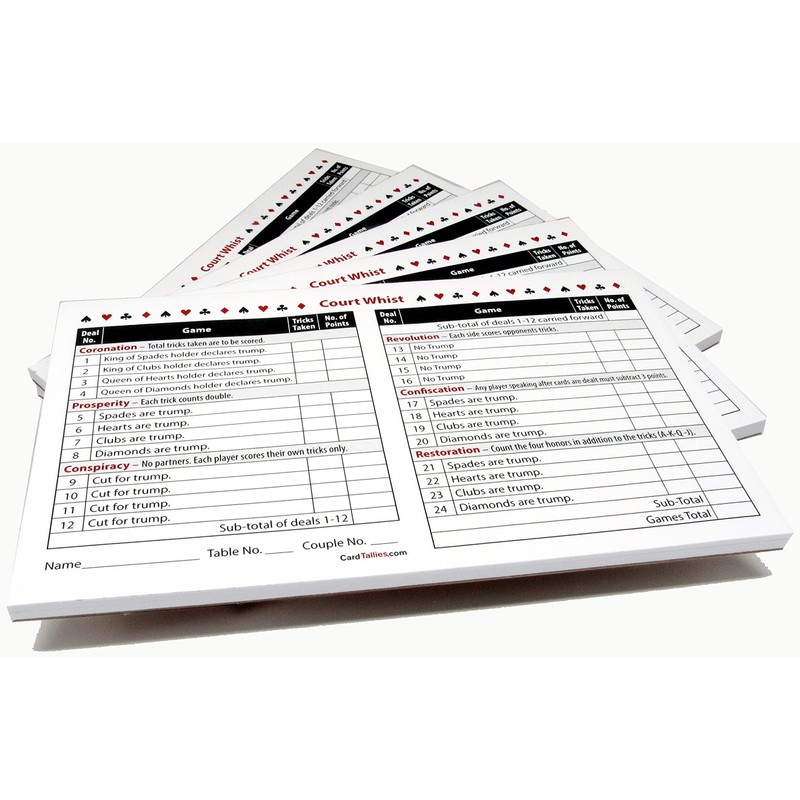 Court Whist Score Pads (5 Pads, 50 Sheets Each) Enjoy