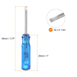 QUARKZMAN 2pcs SL1.5 Mini Slotted Screwdriver 1.5mm Magnetic Flat Head 45mm Length for Small Appliance Repairs Blue