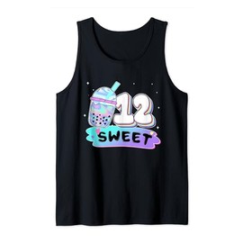 12th Birthday Girl Bubble Boba Tea Anime 12 Yrs Old Bday Tank Top