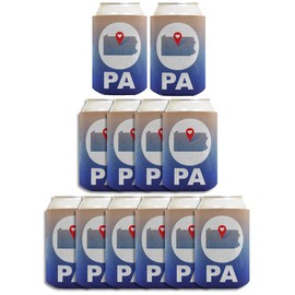 Pennsylvania Pride Gifts Love Pennsylvania PA Mid Atlantic Region State Pride 12-Pack Can Coolers Coolies