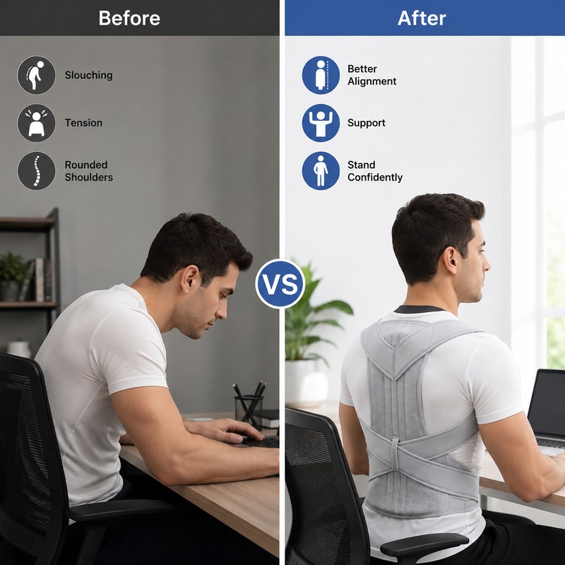 Adjustable Posture Corrector Back Brace for Daily Support – Breathable