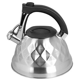 Zinc Stovetop Tea Kettle with Push-Down Spout by Home Basics | 2.7 Liter Capacity for Family or Party Serving | Quick Boiling and Safe Pouring | Elegant Design