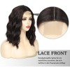 PARXITN Short Bob Wig Darkest Brown Curly Wavy Synthetic Hair