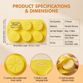 2Pcs Yellow Silicone Lemon Molds