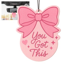 4PCS Car Air Freshener for Women,Pink Ribbon with Hearts & Stars, “You Got This” Inspirational Hanging Auto Freshener, Long-Lasting Sweet Scent Car & Room Decor Gift