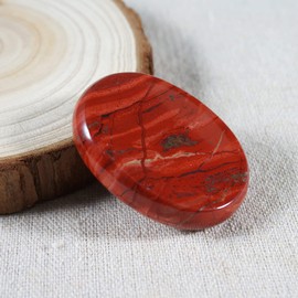 Soulnioi Healing Crystal Thumb Worry Stones 45mm*35mm Gemstones Natural Polished Oval Palm Pocket Stone for Anxiety Stress Relief Meditation Spiritual Healing (Red Agate)