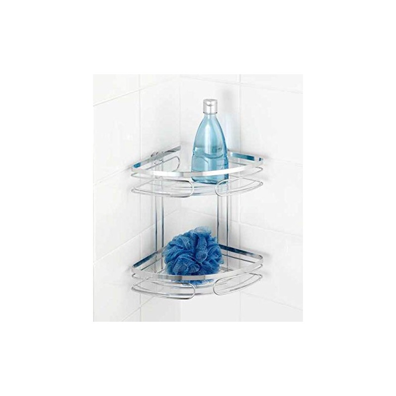 Wenko Premium 20412100 Wall-Mounted Corner Shelving Unit with 2 Shelves