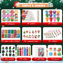 BenLouis Christmas School Stationery Set Party Favors Xmas Classroom Gift Prizes Bulk for Students Kids Holiday Stockings Pinata Filler Christmas School Goodie Bag Stuffers Decor（12set Gingerbread）
