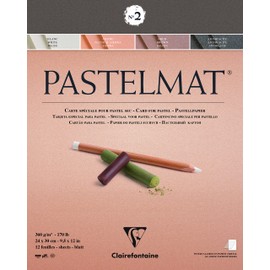 Clairefontaine 96007C Blocco collato Pastelmat n°2 - 12 Fogli di carta Speciale per Pastelli secchi - 24x30 cm 360g - 4 Colori Assortiti - Divisori in carta Cristal