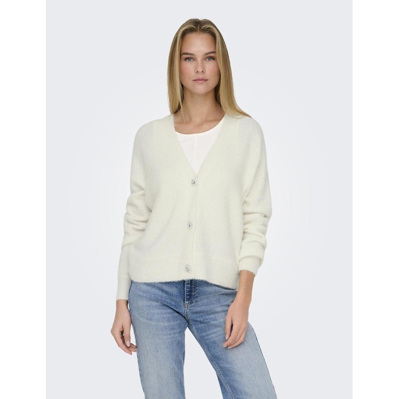 ONLY Women's Onlella Piumo L/S Cardigan CC KNT Pullover, Cloud