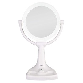 Zadro 11" W Max Bright Fluorescent Lighted Makeup Mirror with Magnification 10X/1X Swivel Head Tray Makeup Light Mirror, White