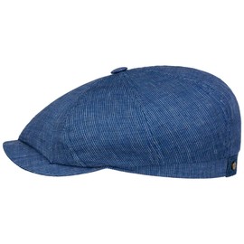 Stetson Hatteras Pandico Flat Cap - Two-Tone Hat Made of 100% Linen - Summer Hat with Pinstripes - Made in the EU - Men - Spring/Summer, blue-white