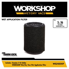 WORKSHOP Wet/Dry Vacs Vacuum Filters WS24200F Foam Filter For Wet/Dry Vacuum Cleaner (Single Wet Application Foam Filter) For WORKSHOP 5-Gallon To 16-Gallon Shop Vacuum Cleaners