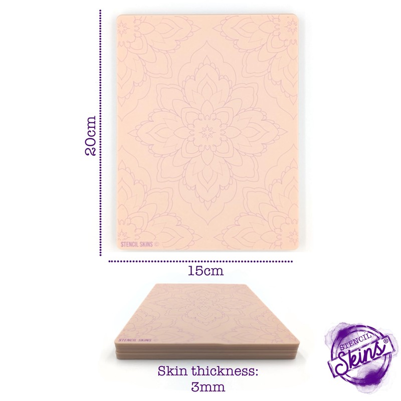 Pre-Printed Tattoo Practice Skins with Stencils | 3mm Fake Skins