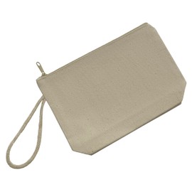 Plain 100% Cotton Canvas Multi-Purpose Wash, Toiletry, Cosmetic, Make Up Bag, Pencil, Stationary, School, Arts & Crafts Case Bag with Handle Loop – Natural Off White - Pack of 1
