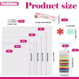 15Pcs Embroidery Fabric, 5 Sizes White Linen Needlework Fabric with Sewing Kit, Square Cross Stitch Fabric with Embroidery Accessories Cotton Embroidery Cloth for DIY Clothing Crafts