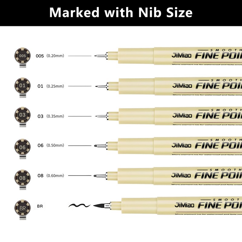 MOTIBACK 6 PCS Fineliner Drawing Pens Set – Black Fine