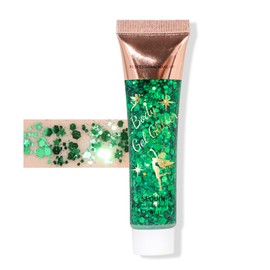Grün Glitzer Gesicht, Body Glitter Gel, Chunky Sequins Body Lotion Glitzer Flüssiger Lidschatten, Meerjungfrau Pailletten Funkelnde Festival Köperglitzer für Augen Lippen Haare Nägel Make Up Kosmetik