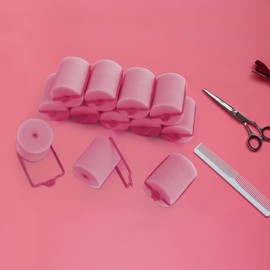 24 rodillos de esponja de espuma, rizadores de pelo suaves para dormir, rizadores de pelo flexibles para peinar el cabello (2 pulgadas, rosa)