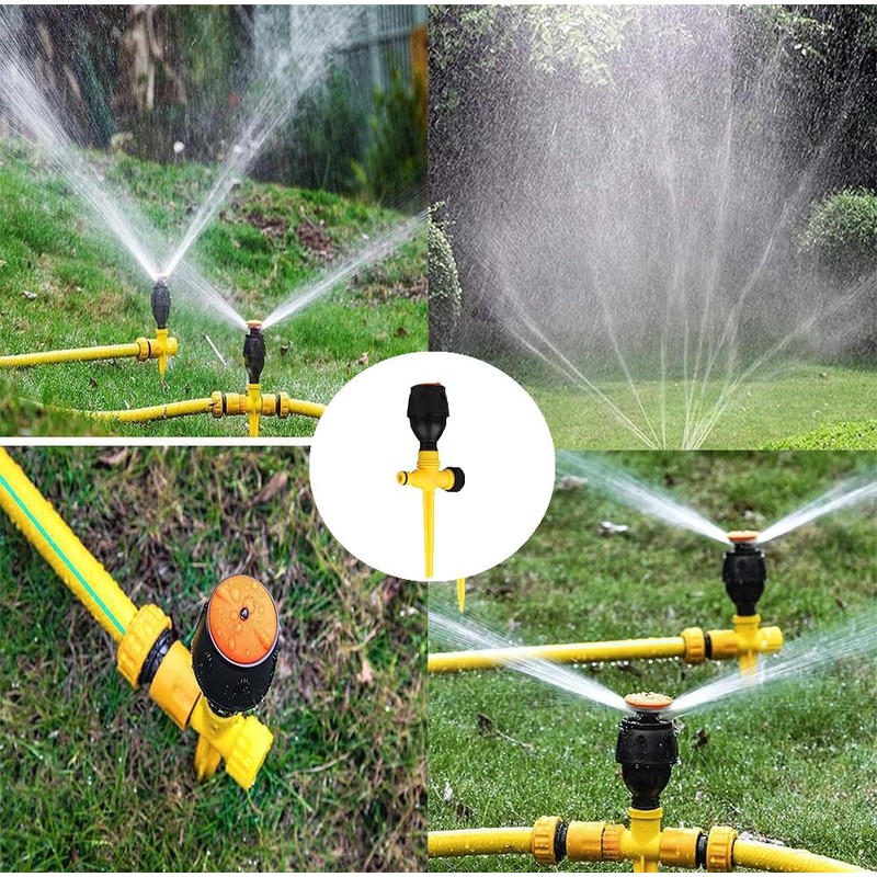 LXLM 360° Rotating Garden Lawn Sprinkler, Yellow, Rotary, 3PCS