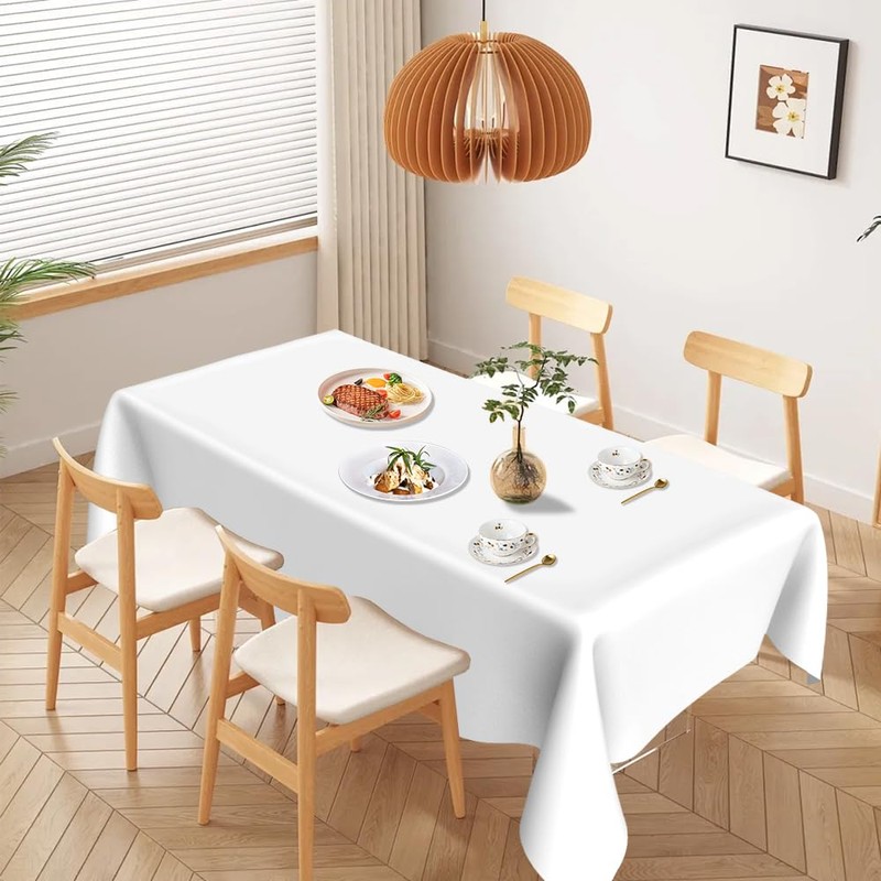 White Tablecloth Christmas Tablecloth White Plastic Tablecloth 2 Pcs Rectangle