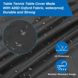 Coolrunner Ping Pong Table Cover - Waterproof Indoor & Outdoor, 420D Oxford Fabric for Folding & Flat Tables