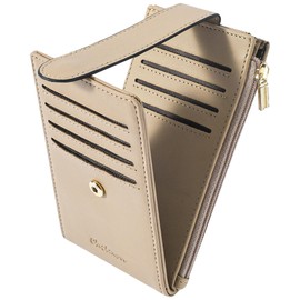 Chelmon Womens Wallet Slim RFID Blocking Bifold Multi Card Case Wallet with Zipper Pocket (Khaki)