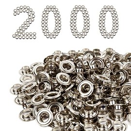 Pikwo 1/4” Size #0 Grommets & Washers Kit Leather Bags Signs Poster Eyelet 2000 Pack Silver