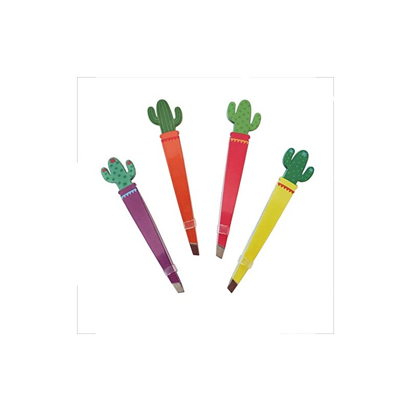 Cute Cactus Tweezer Set (Pack of 4) Slant Tweezers Assorted