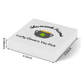 St. Patricks Day Decor Irish Blessing Sign Shamrock Farms Desk Decorative Wooden Box Sign for Home Kitchen Irish Blessing Gift Table Shelf Display 5.5 x 5.5 Inches