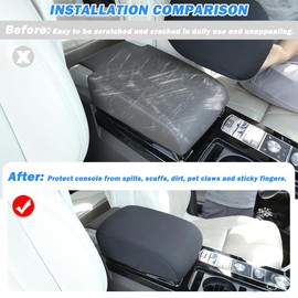 Car Center Console Cover Compatible with Discovery 5 LR5 2017-2024 Armrest Cover Middle Console Box Lid Protector Pad,PU Leather Car Interior Accessories (Cloth-Black)