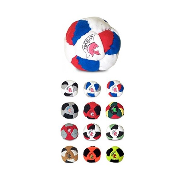 Trojan Footbag Hacky Sack. 20 Panel Sand-Filled Footbag, Assorted Colors
