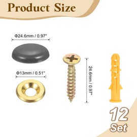 uxcell 12 Pcs 16.8 mm Decorative Caps Cover Nails, Zinc Alloy Screw Covers Caps Mirror Fixing Screws for Mirrors, Coffee Tables, Wooden or Glass Furniture, Grey