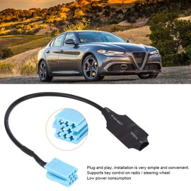 GOTOTOP Car Bluetooth Hands-Free Adapter for Car Radio, Aux Cable Audio Receiver with Noise Cancellation, Plug & Play Hands-Free Kit for Universal Vehicles