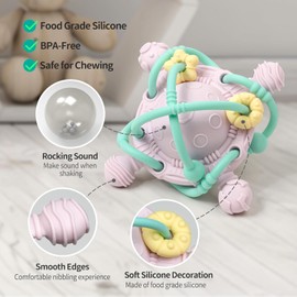 Baby Sensory Teething Toys - Baby Montessori Learning Developmental Toys for 0-6 6-12 Months - Newborn Teething Ball - Infant Chew Toys for 0 3 6 9 12 18 Months Baby Girls Boys Gift